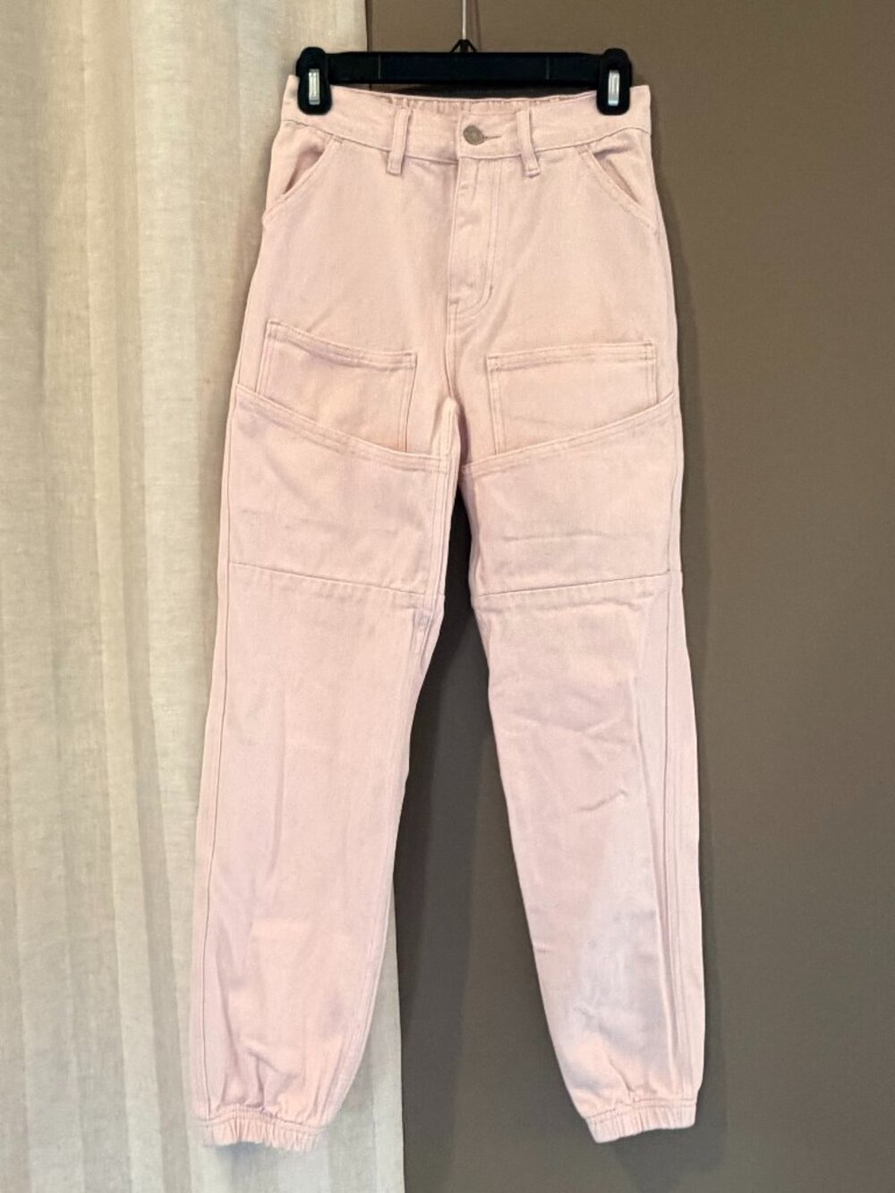 PacSun Women's Soft Pink Cargo Denim Jogger, School, Skater, Size 24